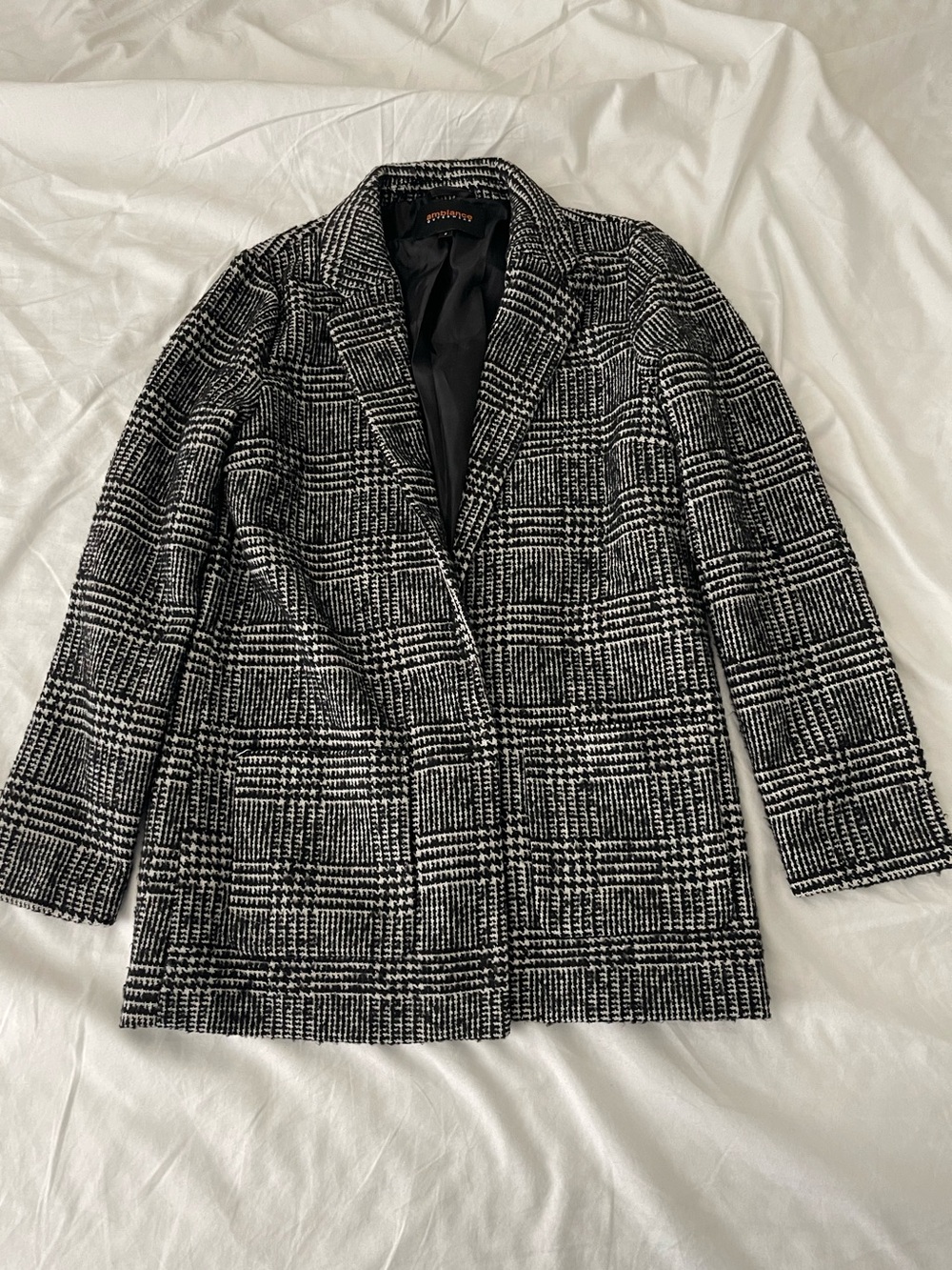 Ambiance Outerwear Women’s Black & White Plaid Women's Blazer Coat size small